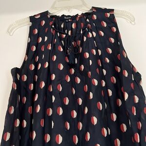 Madewell Navy and Red Ikat Dot Sleeveless Blouse Size Small